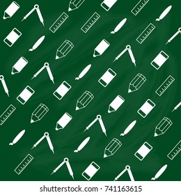 Green board and School Supplies pattern