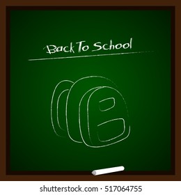 Green board with a sketch, Back to school vector illustration