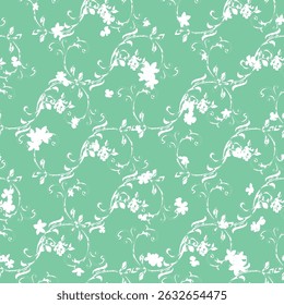 A green board with white flowers on it and a green background.