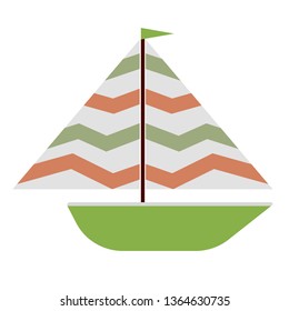 Green boat flat illustration