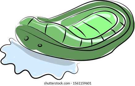 Green boat, illustration, vector on white background.