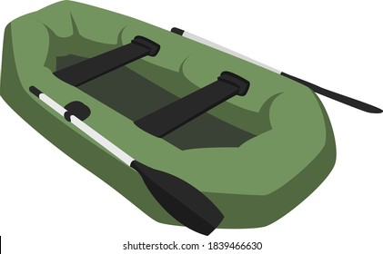 Green boat, illustration, vector on white background