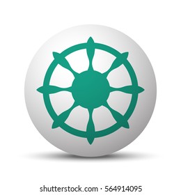 Green Boat Wheel icon on white sphere