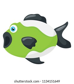 
Green bodied fish having black pattern and black tails depicting fish cartoon 
