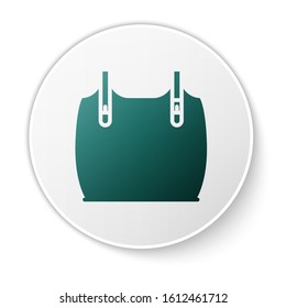 Green Body armor icon isolated on white background. White circle button. Vector Illustration