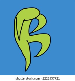 green body gestures blue background illustration.creative shapes design graphics with textured flow shapes. abstract geometric body gesture minimalism.