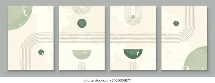 Green Boho Wall Art Set 3 oder 4 Stücke von Postern Abstrakter Boho Regenbogen Prints Boho Artwork Mitte Jahrhundert Moderne neutrale grüne Wand Dekoration