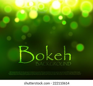 Green bokeh abstract background. Vector illustration
