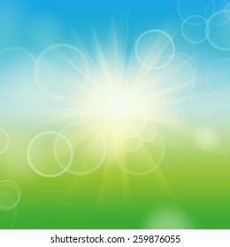 green bokeh abstract light background. Vector illustration