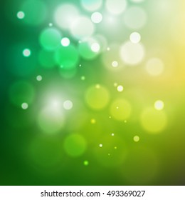 Green Bokeh Abstract Light Background. Vector Illustration