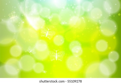 green bokeh abstract light background. Vector illustration