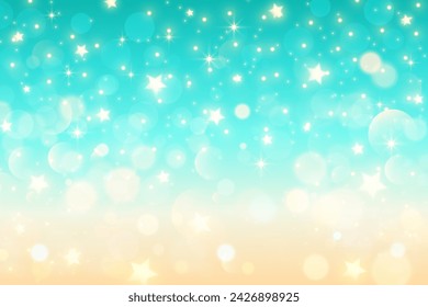 Fondo bokeh verde con luz borrosa. Naturaleza de primavera abstracta con brillo dorado y estrellas. Fondo de gradiente de vector suave de arena y mar.