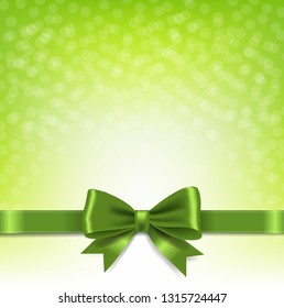 Green Bokeh Background With Bow With Gradient Mesh, Vector Illustration