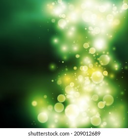 Green bokeh light vector background with spcae for your text