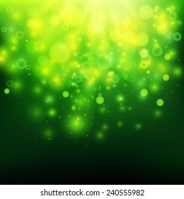 Green bokeh light vector background