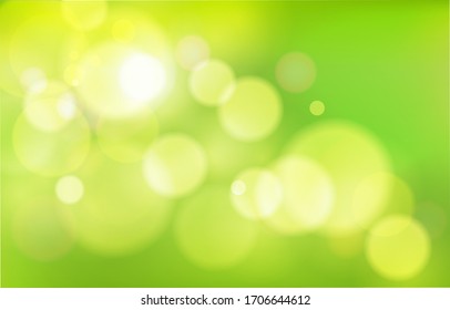 Fondo verde de naturaleza bokeh. Luz blanda y blanca borrosa. El bokeh abstracto se difuminó. Brillante efecto de luz bokeh. Fondo natural. Ilustración vectorial.