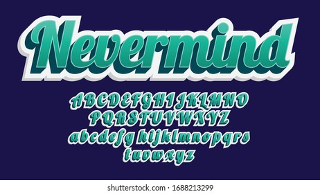 Green Bold 3D Calligraphy Handwritten Artistic Font Typography Alphabet