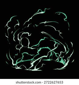 green bolt anime character splash art