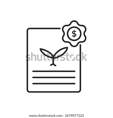Green bonds icon vector, symbolizing sustainable finance, eco-friendly investment, renewable energy funding, and climate action for environmental protection and responsible economic growth.