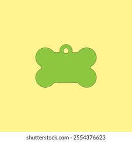 Green bone keychain vector illustration. A bone-shaped tag for collar 