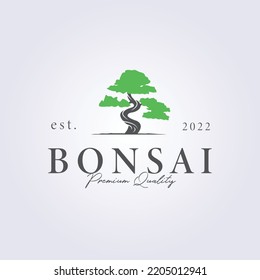 green bonsai tree logo vector illustration design