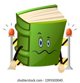 Green book is baffled, illustration, vector on white background.