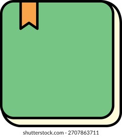 Grünes Buch mit Lesezeichen-Symbol