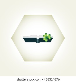 green book and clover, icon