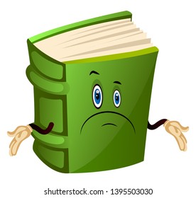 Libro verde es confuso, ilustración, vector sobre fondo blanco.