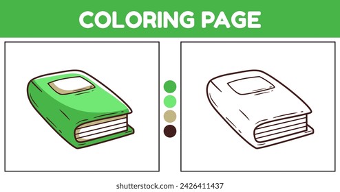 Green book element coloring for kids vector illustration