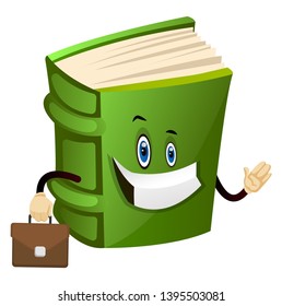 El libro verde va a funcionar, ilustración, vector sobre fondo blanco.
