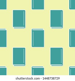 Green Book icon isolated seamless pattern on yellow background.  Vector Illustration