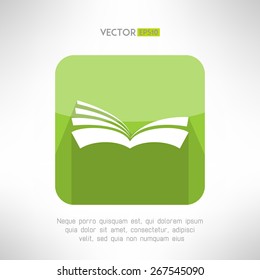 Green book icon. Notebook sign. Learning and ebook reader concept. Vector