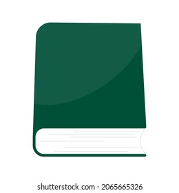 Green book icon. Wisdom background. Literature study. Isolated element. Simple design. Vector illustration. Stock image.