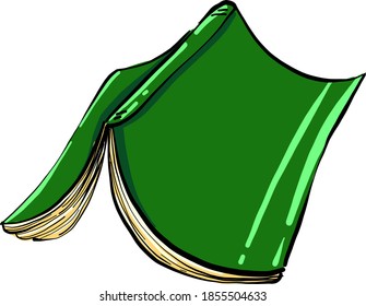 Libro verde, ilustración, vector sobre fondo blanco