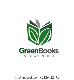 Green book leaf open logo