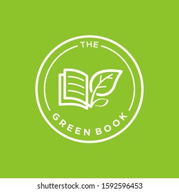 Green book logo design, simple minimalist icon.