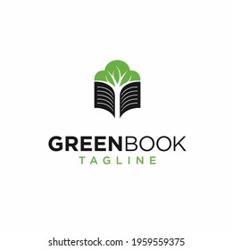 Green book logo with tree and book concept