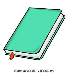 Green book.  notebooks. Hand drawn educational vector illustration. Flat design. Cartoon style. 