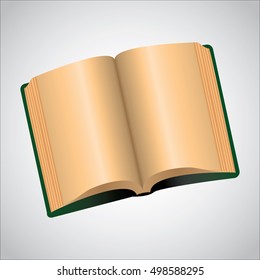 Green book on grey background