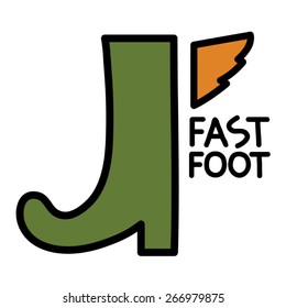 Green Boot With Orange Wing Logo