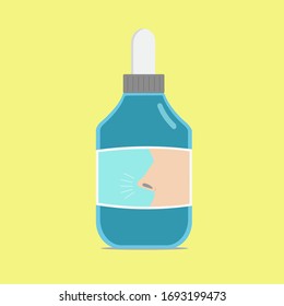 The green bootle of nasal drop/spray for disinfect or treat