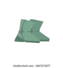 Grüne Stiefel im Flachstil