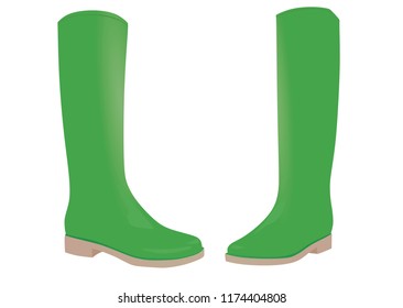 Green boots. vector illustration