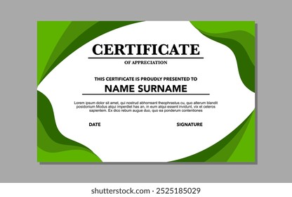 Certificado de fronteira verde, apreciação, nome, apelido, data, assinatura.