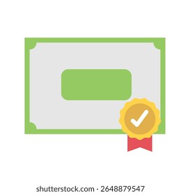 Certificado de borda verde com crachá, representando validação, licença ou qualificação.