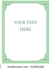 Green border frame deco vector art simple line corner