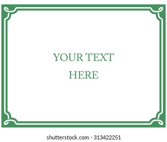 Green border frame deco vector art simple line corner