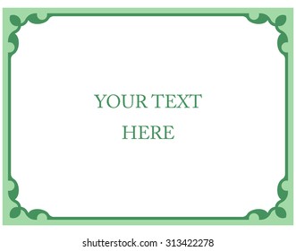Green border frame deco vector art simple line corner