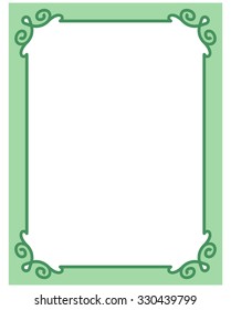 Green border frame deco vector art simple line corner
